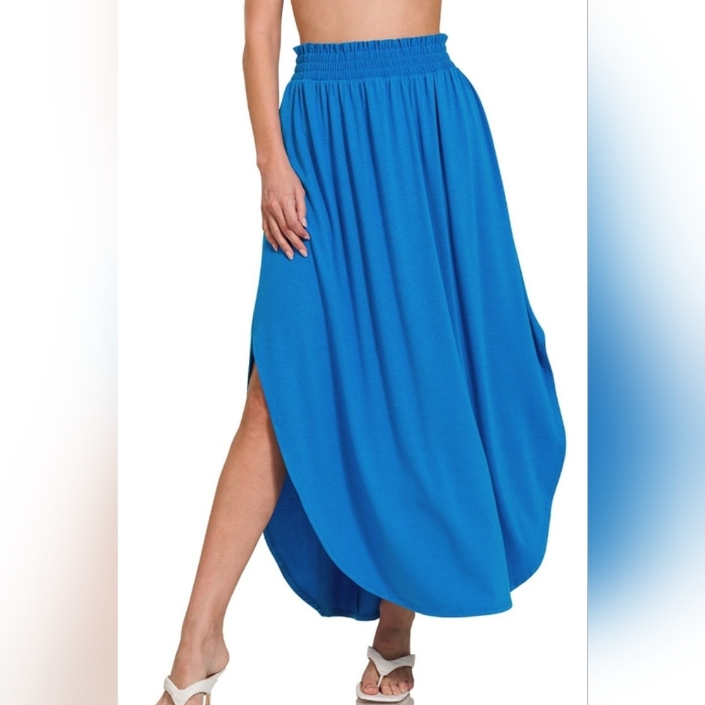 Zenana Smocked Waist Maxi‎ Skirt With Pockets